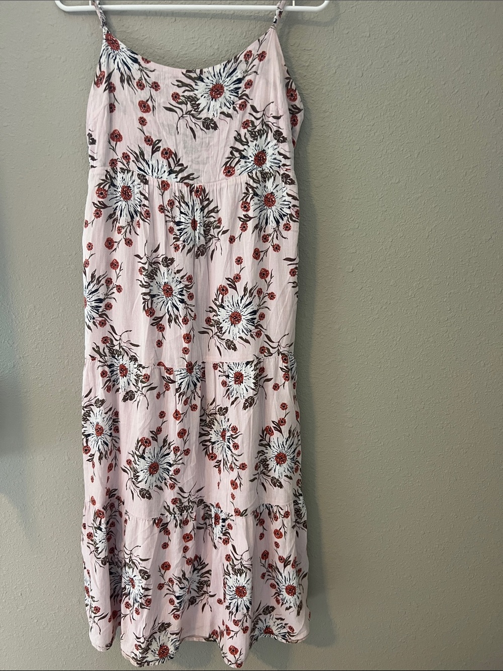dip Light Pink Floral Tiered Maxi Dress women’s small